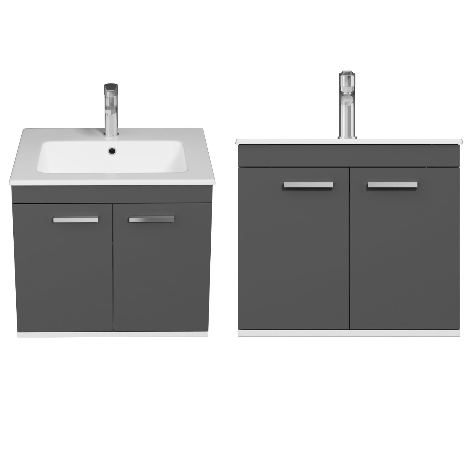SANIVERRE RUBITE Meuble Salle de Bain Simple Vasque 2 Portes Anthracite Largeur 60 cm