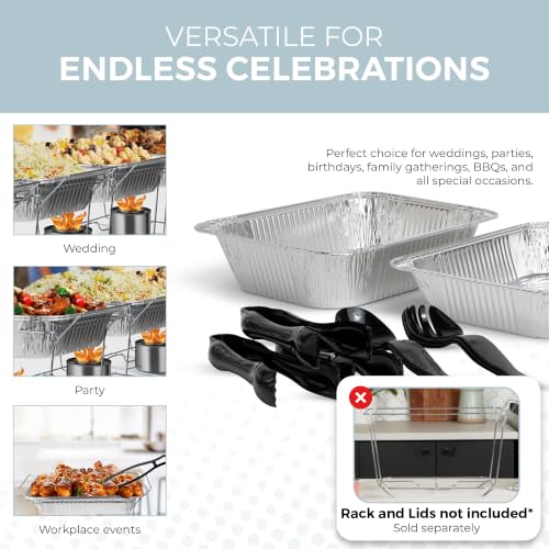 Image of Alpha Living 6 Pack Refill Kit - Disposable Chafing Dish Buffet Set, Welded Body Food Warmers for Parties, Fuel Cans, Half Size Pans, Warming Trays