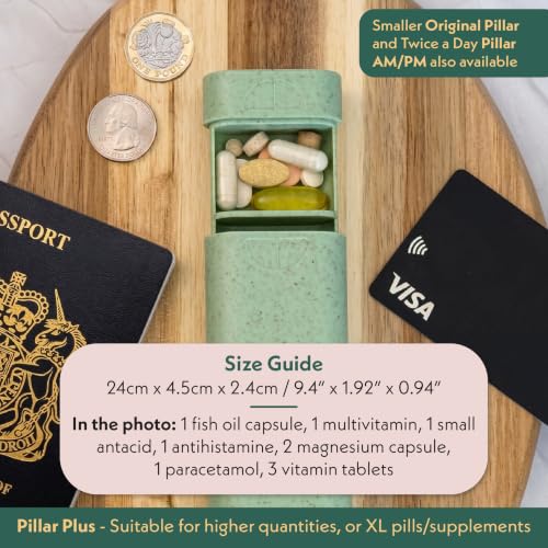 Image of Pillar Plus - Aesthetic 7 XL Day Pill Organizer | BPA-Free Wheat Straw Medicine Case | Pretty Travel & Home Tablet Vitamin Organizer | Cute Weekly Pill Box | Travel Medicine Organizer (Off White)
