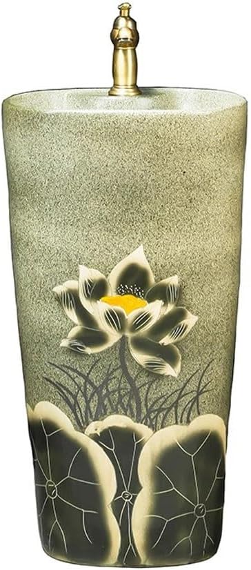 Pedestal Sinks Retro Outdoor Balcony wash Basin Floor Standing Column Bathroom Sink (A)