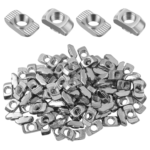 Hevysuo 100 Piezas Tuercas de Cabeza de Martillo,m8,Tuercas de Acero de Carbono,Tuercas En T,para Perfiles de ExtrusióN de Aluminio EstáNdar Europeo,40 Series