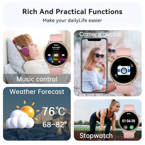 Smart Watch for Women Fitness Tracker: Waterproof Digital Mens Watches Make Answer Call Smartwatch for Android Phone iPhone Samsung Compatible Step Running Pedometer Sleep SpO2 Heart Rate Monitor - Image 4