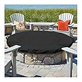 Kasla Outdoor Build In Stone Fire Pit Cover Round, Waterproof Cover For In Ground Fire Pit, Heavy Duty Built-in Firepit Covers Black 52-56in