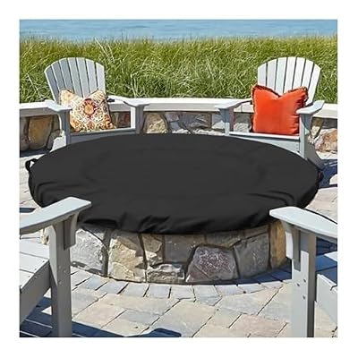 Kasla Outdoor Build In Stone Fire Pit Cover Round, Waterproof Cover For In Ground Fire Pit, Heavy Duty Built-in Firepit Covers Black 52-56in