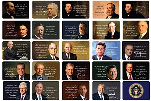 Us Presidents Quote Cards; Inspirational Quotes And Full-Color Images, With Presidential Signatures, Thick Stock Paper, The #1 School Educating New Trend #TOP1