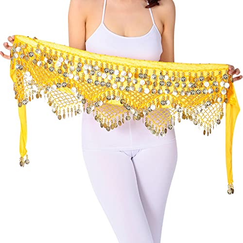 WISREMT Foulard de Hanche de Danse du Ventre Jupe Ceinture Wraps avec Coin Gland pour Femmes Filles Sequin Fringe Jupe Bellydance Hip Scarf Mini Jupe Robe Cover