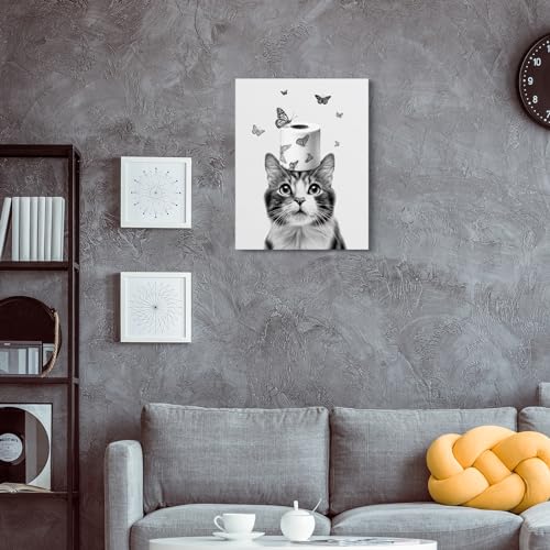 JBER Canvas Painting Wall Art Poster, home decor, suitable for bathroom decor space personalized decoration,(CAT, 40×30cm) - Image 4