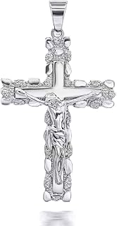 Claddagh Gold Solid Sterling Silver Nugget Crucifix Cross Pendant (Size SM/LG)