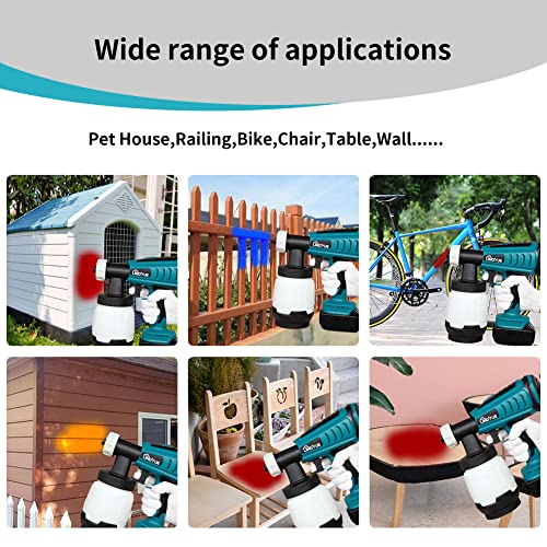 LINGYUE Cordless Paint Sprayer for 18V MAKITA Battery, 3 Copper Nozzles & 3 Spray Patterns, Easy to Clean, HVLP Spray Gun for Home Interior and Exterior/Furniture/Cabinets/Walls/Fence/Door - Thumbnail 6