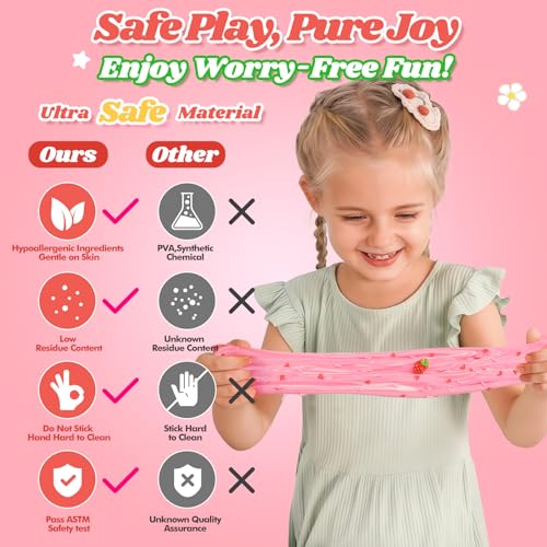 Erdbeer-Butter-Slime, 200 g – Duftendes Slime-Set Spielzeug – Süßes Preppy-Zubehör für Mädchen, Jungen & Kinder – Coole Geburtstagsgeschenke für Teenager-Mädchen, Party-Mitgebsel & Weihnachtsstrumpf-F
