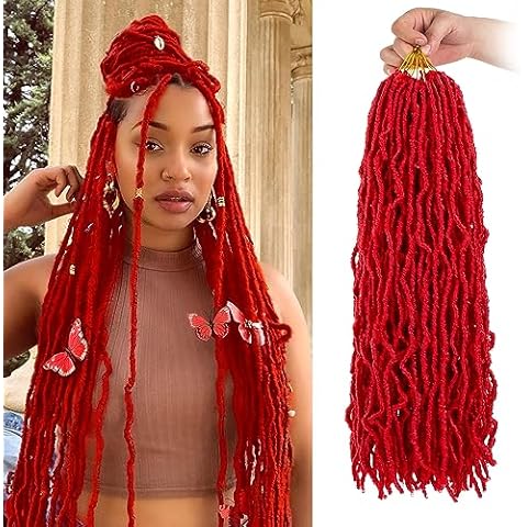 ZRQ 24" Red Faux Locs Hair 2-Pack Cover