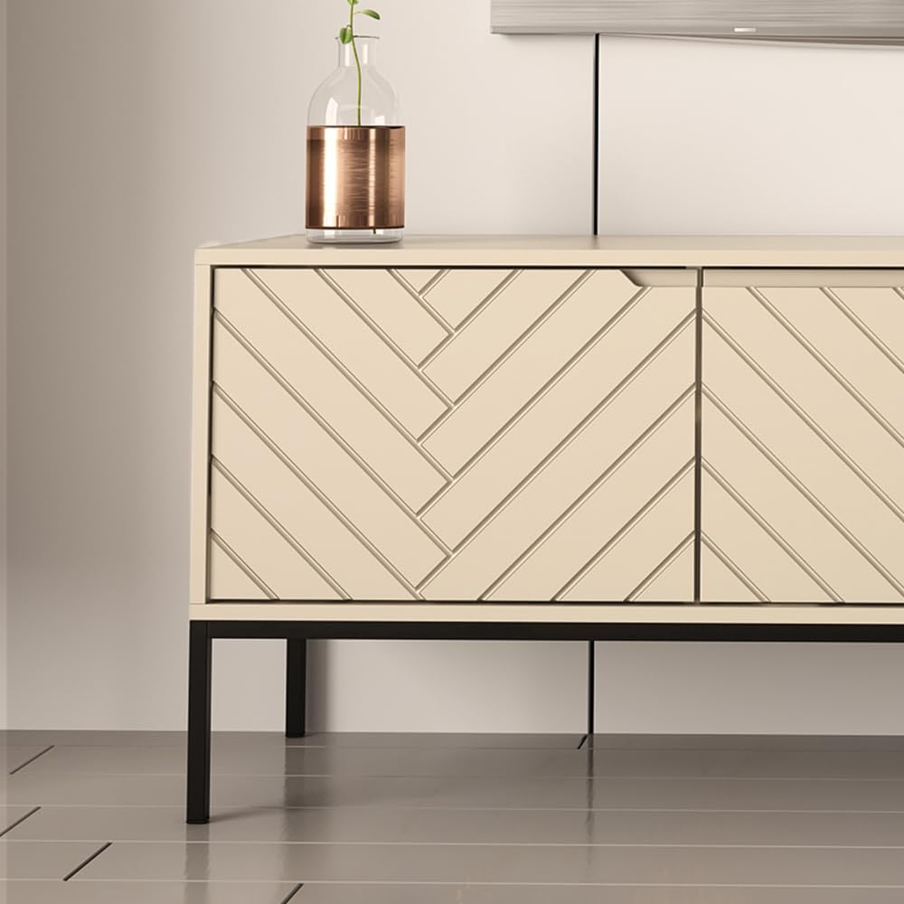 Lomadox Wohnzimmer Set 2-teilig Wohnzimmerschrank Wohnzimmermöbel Wohnzimmer Schränke modern in Kaschmir mit gefrästen Fronten