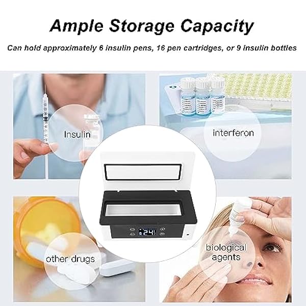 ZJchao Scatola Frigo per Insulina, Mini Frigorifero per Medicinali Ricaricabile per Diabetici Ricaricabile per Auto Piccolo Frigorifero Portatile per Viaggi in Auto Diabetici Freschi
