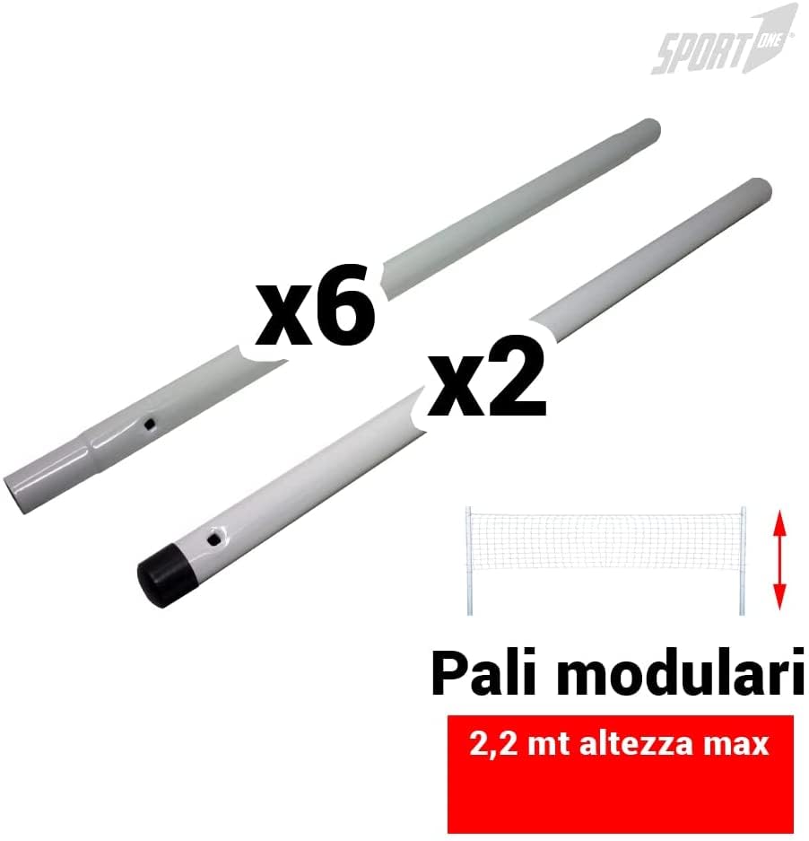Rete da pallavolo per Giardino Professionale Arancione con Pali Alta Altezza Massima 220cm Portatile per Bambini e Adulti
