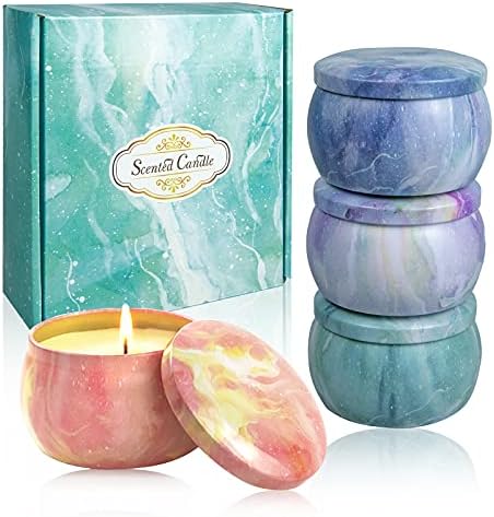 Scented Candles Gift Set for Women: 4.4 Oz Pack of 4 Soy Wax Aromatherapy Candle with Strongly Fragrance Essential Oils for Stress Relief or Christmas Birthday Mother's Day