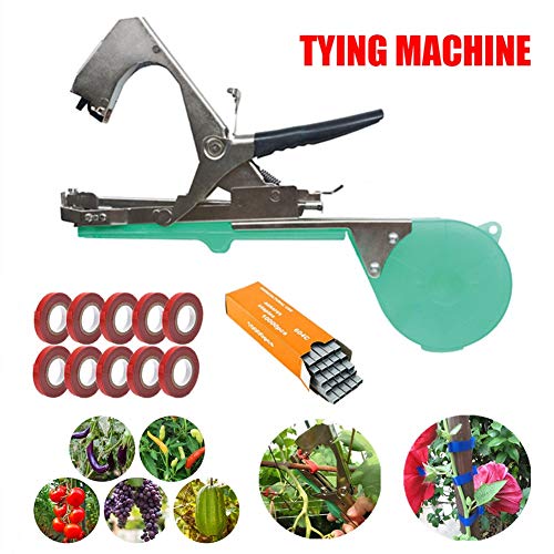 Plant Tying Machine - Garden Plant Tool for Vineyard,Vine Tying Tape Plant Agriculture Tapetool Tapener with 10 Rolls Tape and a Box of Staples Set