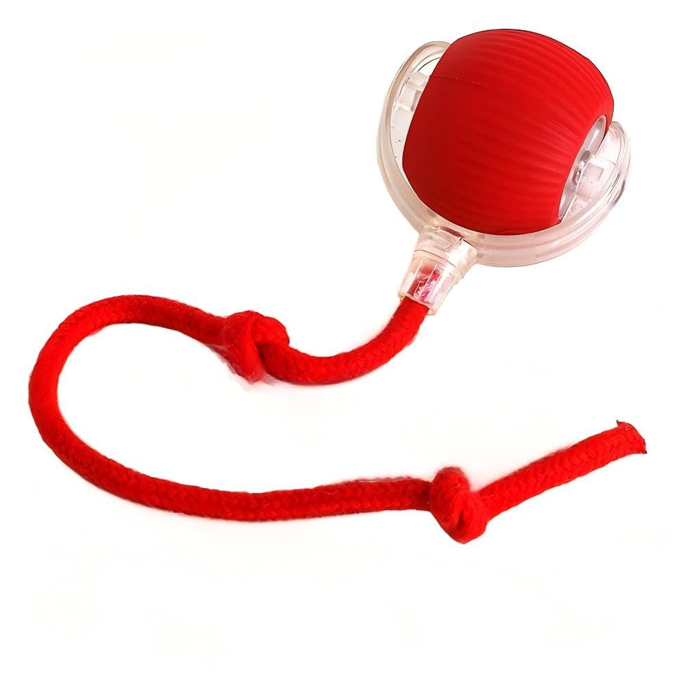 Interactive Dog Ball - Automatic Moving Cat Toy Puppies Toys - Motion Activate 360° Smart Automatic Rolling Pet Ball for Indoor (Red)