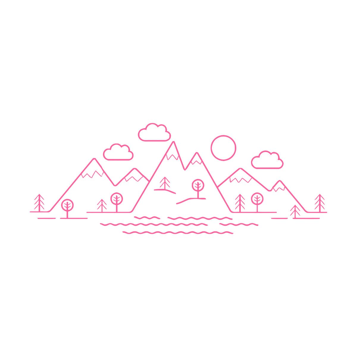 Simple Pattern Mountains Wall Vinyl Decals Trees Clouds Wall Sticker Kids Baby Room Décor Nature Mountain Vinyl Mural Extra Large - 52x142cm