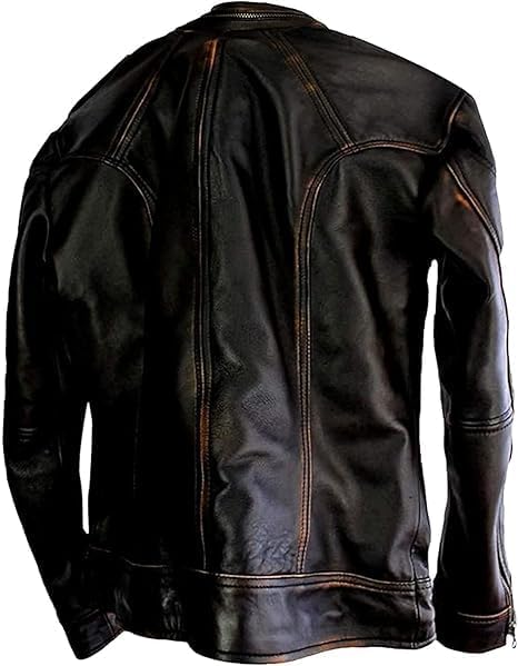 Men’s Aged Brown leather Jacket |motorcycle Biker Distressed Leather jacket for Men
