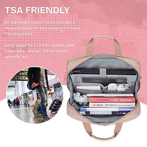 Image of 17.3 Inch Laptop Bag,BAGSMART Large Expandable Briefcase for Women Business Office Travel Computer Bag Shoulder Bag Water Resistant Anti Theft Durable,Pink
