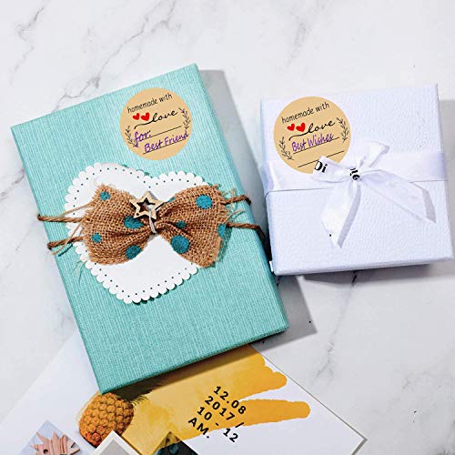 2" Homemade With Love Stickers Labels 500Pcs Kraft Stickers With Lines For Writing Canning Jars Food Gift Labels, Labels For Home-Use, Crafters, Online Sales #TOP6