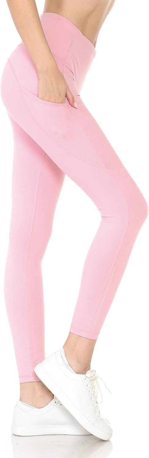 Leggings Depot High Waisted 7/8 Leggings Athletic Yoga Pants with Side Pockets at  Women’s Clothing store