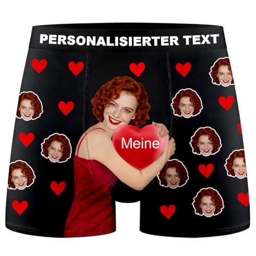 Boxershorts mit Gesicht Foto Personalisierte Unterhose Männer Lustige Boxershorts Herren Personalisierte Geschenke Männer I Love my Girlfriend Fotogeschenk für Freund Ehemann Valentinstag Jahrestag