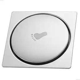 Ralo Click Inteligente 15x15 cm Pop Up Quadrado em Aço Inox Escovado Antiodor com Vedação Automática e Tampa Click de Piso para Banheiro, Box e Lavanderia