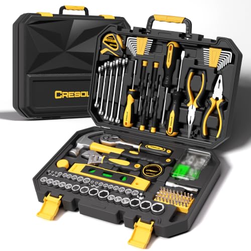 CRESOLVIA 209 Piece Tool Kit for Home Socket Wrench Auto Repair Tool Set General Household Tool box Basic Hand Tool Kit Perfect for Homeowner Diyer Handyman