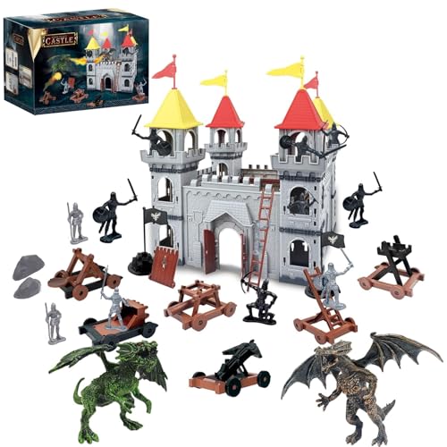 Yoyoom Medieval Castle Toy, Solider Army Figures Castle Playset, DIY Castle Building Set Miniature Playset with Castle Cavalry and Arrow Tower...