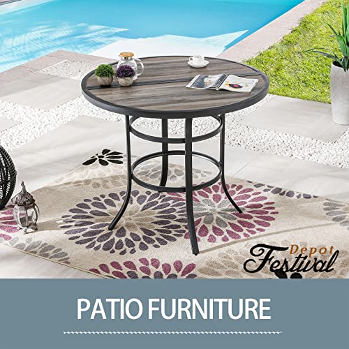 Festival-Depot-Patio-Bar-Height-Table-Outdoor-Bistro-453-Round-Side-Dining-Coffee-All-Weather-Furniture-with-DPC-Desktop-Metal-Legs-and-Adjustable-Feet-for-Garden-Poolside-Deck-Grey-B-PF19252 Festival Depot Patio Bar Height Table Outdoor Bistro 453 Round Side Dining Coffee All Weather Furniture with DPC Desktop Metal Legs and Adjustable Feet for Garden Poolside Deck Grey B PF19252