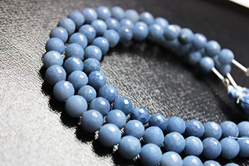 AAA quality peruvian blue opal faceted round loose gemstone beads 8"inch strand