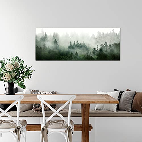 Schilderijen Bos Een Stukje Modern Fleece Niet-geweven Canvas Huiskamer Hal mist groen grijs 032312a - Afbeelding 4