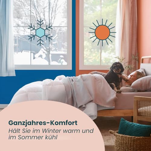 Linenspa Bettdecke für Doppelbett, weiße Daunen, Alternative für alle Jahreszeiten, Mikrofaser, Doppelbettgröße, Box genäht – Ansicht 2