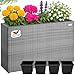 Casaria® Blumenkasten 4 Innentöpfe Polyrattan Herausnehmbar Wasserablauf Outdoor Rechteckig Pflanzkasten Blumentopf Hochbeet Pflanzkübel Grau