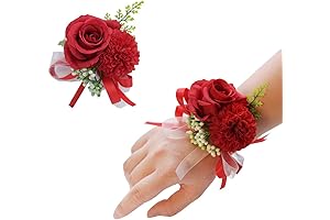 Elegant Red Corsage and Boutonniere Set for Special Occasions