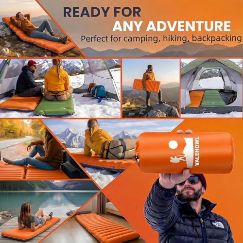 Image of 4 inch Thick Camping Sleeping Pad with Internal Straps, R4.0 Sleep Mat | 4 Seasons Warm, Side Sleepers No Sagging, 60s Inflation with Built-in Foot Pump, Tear-Resistant Waterproof for Outdoor Hiking