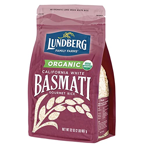 Lundberg Family Farms - Organic California White Basmati Rice, Pleasant Aroma, Fluffy Texture, Won't Clump When Cooked, Gluten-Free, Non-Gmo, Usda Certified Organic, Vegan, Kosher (32 Oz) #TOP11
