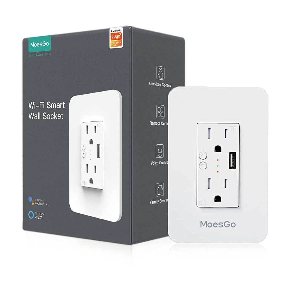 MoesGo Smart Wall Outlet + MoesGo WiFi Wall Push Button Smart Light Sswitch