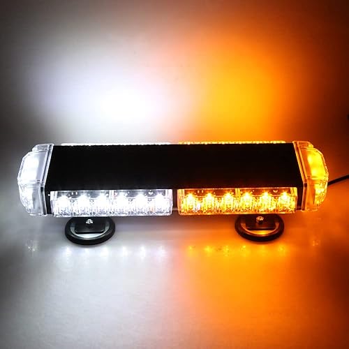 Barra de luz estroboscópica LED para techo de peligro, mini estroboscópica ámbarblanco, doble color con base magnética, advertencia de seguridad de