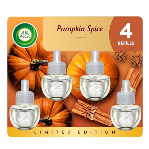 Air Wick Plug-In Scented Oil Refills 4 Count Pumpkin Spice Air Freshener Essential Oils Eco Friendly