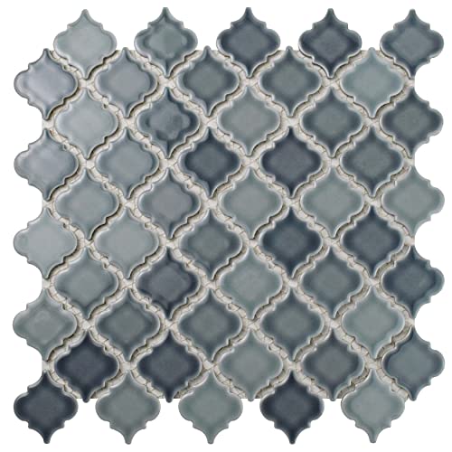 Somertile Hudson Tangier Stillwater 12.38" X 12.5" Porcelain Mosaic Tile #TOP30