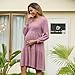 GINKANA Womens Maternity Sweater Dress for Winter Long Sleeve Elegant Babydoll Dresses Flowy Fashion for Photo,Pink,XL