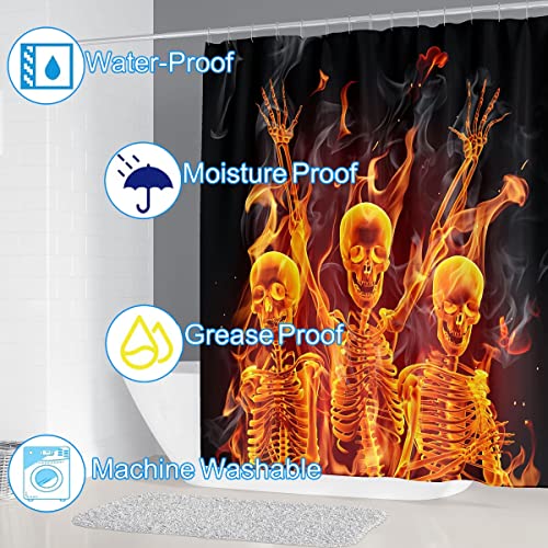 TOENIO 4-teiliges Halloween-Duschvorhang-Set mit 12 Haken, Wasserdichter Badewannenvorhang mit U-Teppich, Toilettendeckelbezug, Badematte, 70 x 70 Zoll Horror Badezimmer Vorhänge Dekoration,E – Bild 3