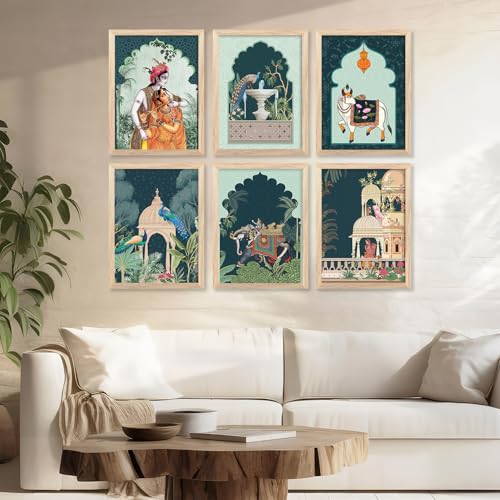 Image of ARTIFLY - Pichwai paintinng framed wall Painting for Living Room Bedroom Office Room Decor - Frame for Home Decor and Wall Decor (Design 2, 13x17 inch, Standard Packaging)
