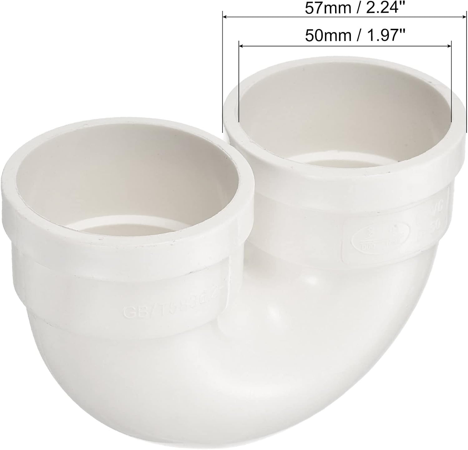 MECCANIXITY 50mm ID Elbow Pipe Fitting P-Trap Union Joint PVC Water Pipe U-Shaped Plumbing Connector, White Pack of 1