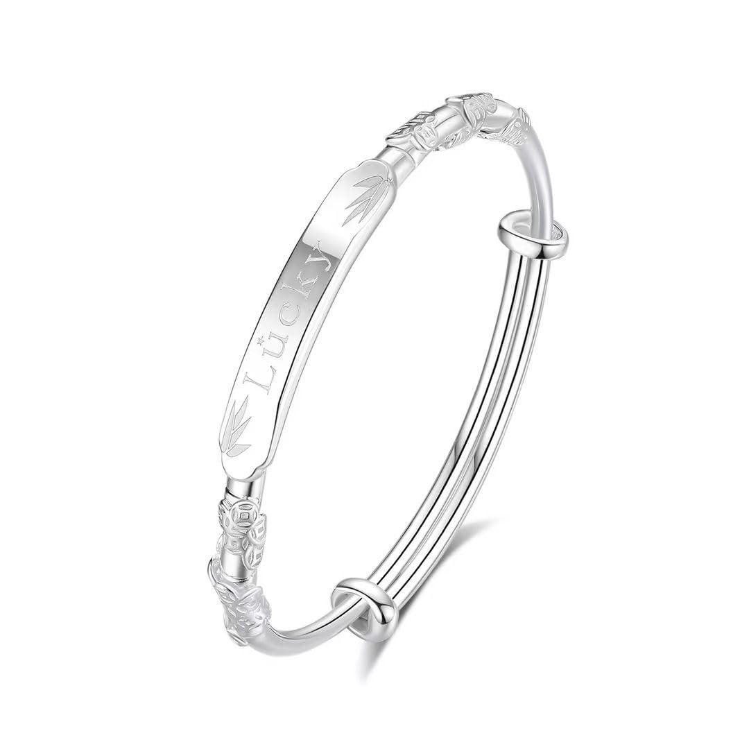 BUYITOSterling Silver Bangle Bracelets for Women,Fashion Jewelry Simple Adjustable 925 Silver Cuff Bangles for Women Mom Wife Valentine Mothers Day Gift (Silver-A6)