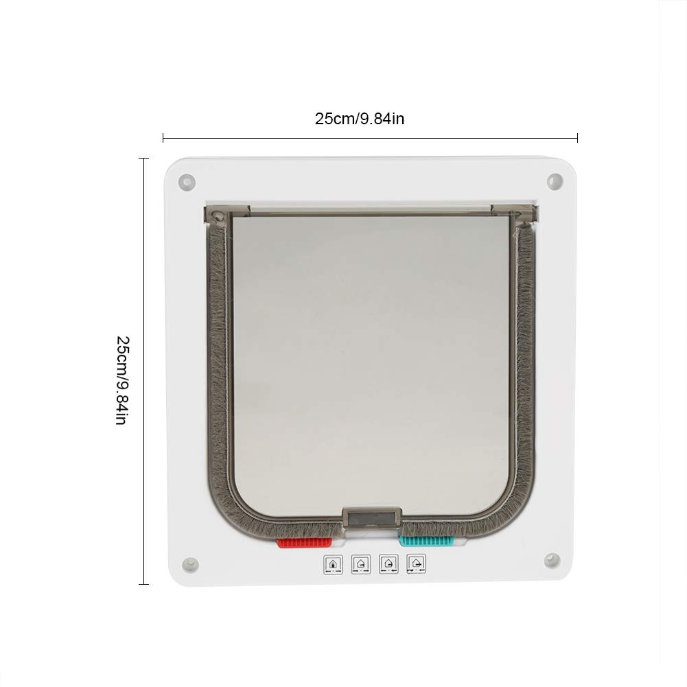Wakects Petite Porte pour Animaux de Compagnie Chatière à Verrouillage pour Chat et Chien à 4 Voies avec Tunnel Cache Découpe Porte de Chat Blanc 25 x 23.5 cm