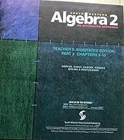 Southwestern Algebra 2 An Integrated Approach Teacher's Annotated Edition Part 2 0538680547 Book Cover