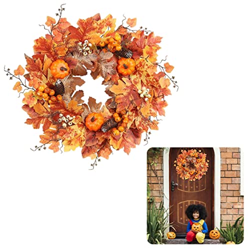 Couronne d'automne Halloween avec citrouille et érable pour déco - 5